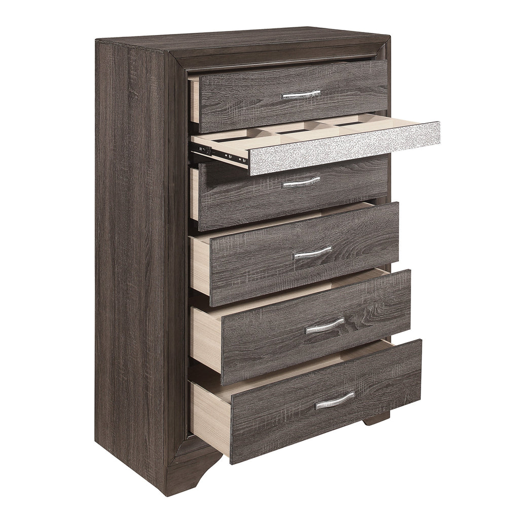 Homlegance Chest Luster Collection In 2-Tone Finish Gray And Silver Glitter