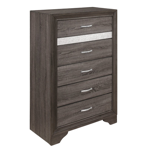 Homlegance Chest Luster Collection In 2-Tone Finish Gray And Silver Glitter