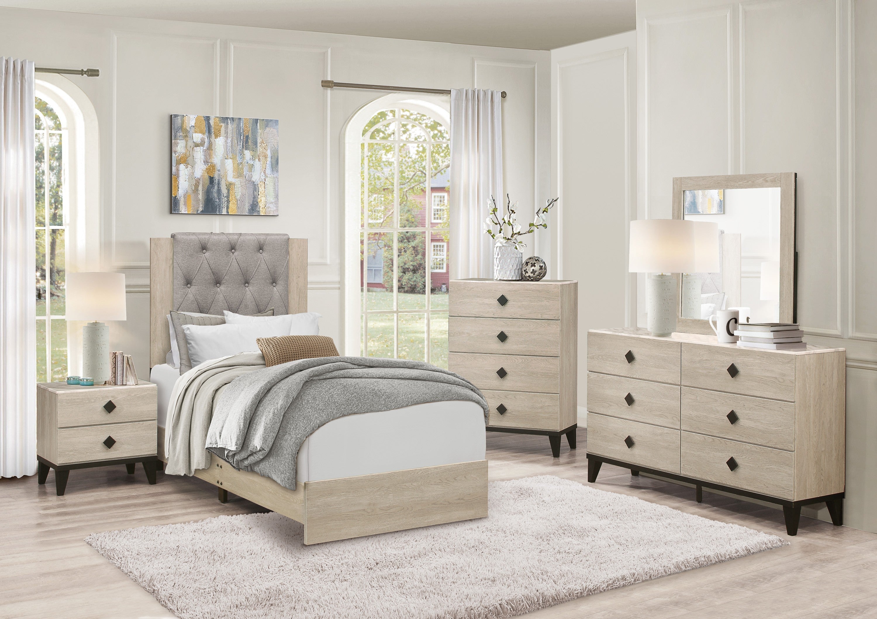 Homlegance Chest Whiting Collection In 2-Tone Finish Cream And Black