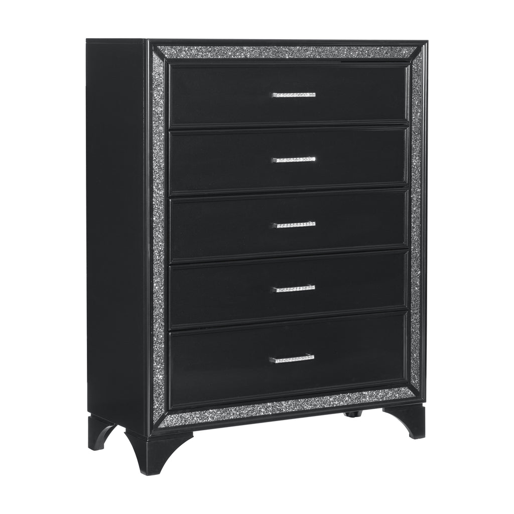 Homlegance Chest Salon Collection In Pearl Black Metallic Finish