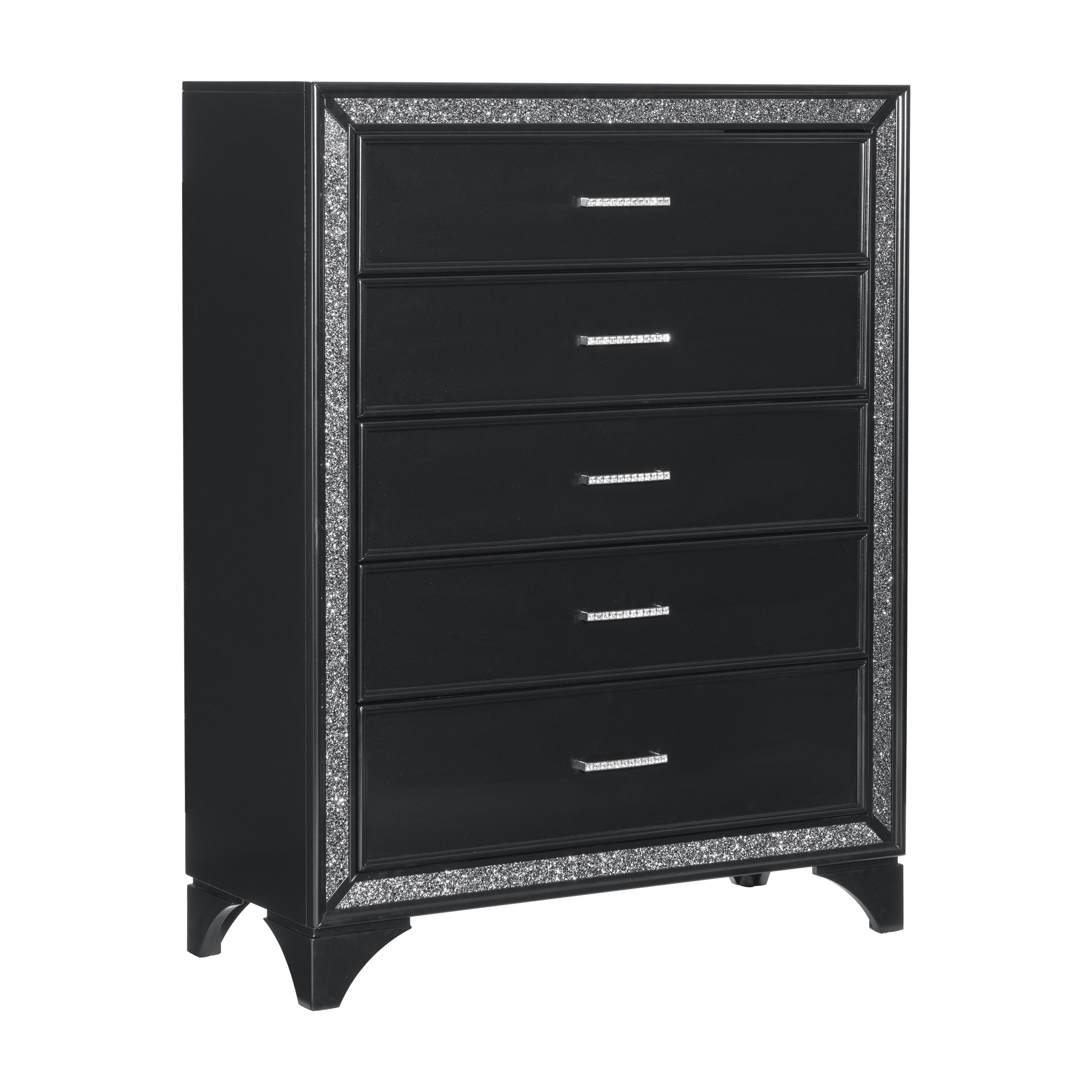 Homlegance Chest Salon Collection In Pearl Black Metallic Finish