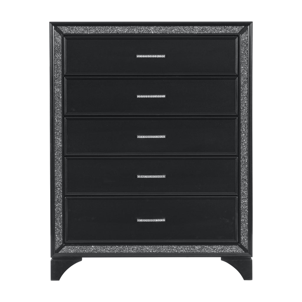 Homlegance Chest Salon Collection In Pearl Black Metallic Finish