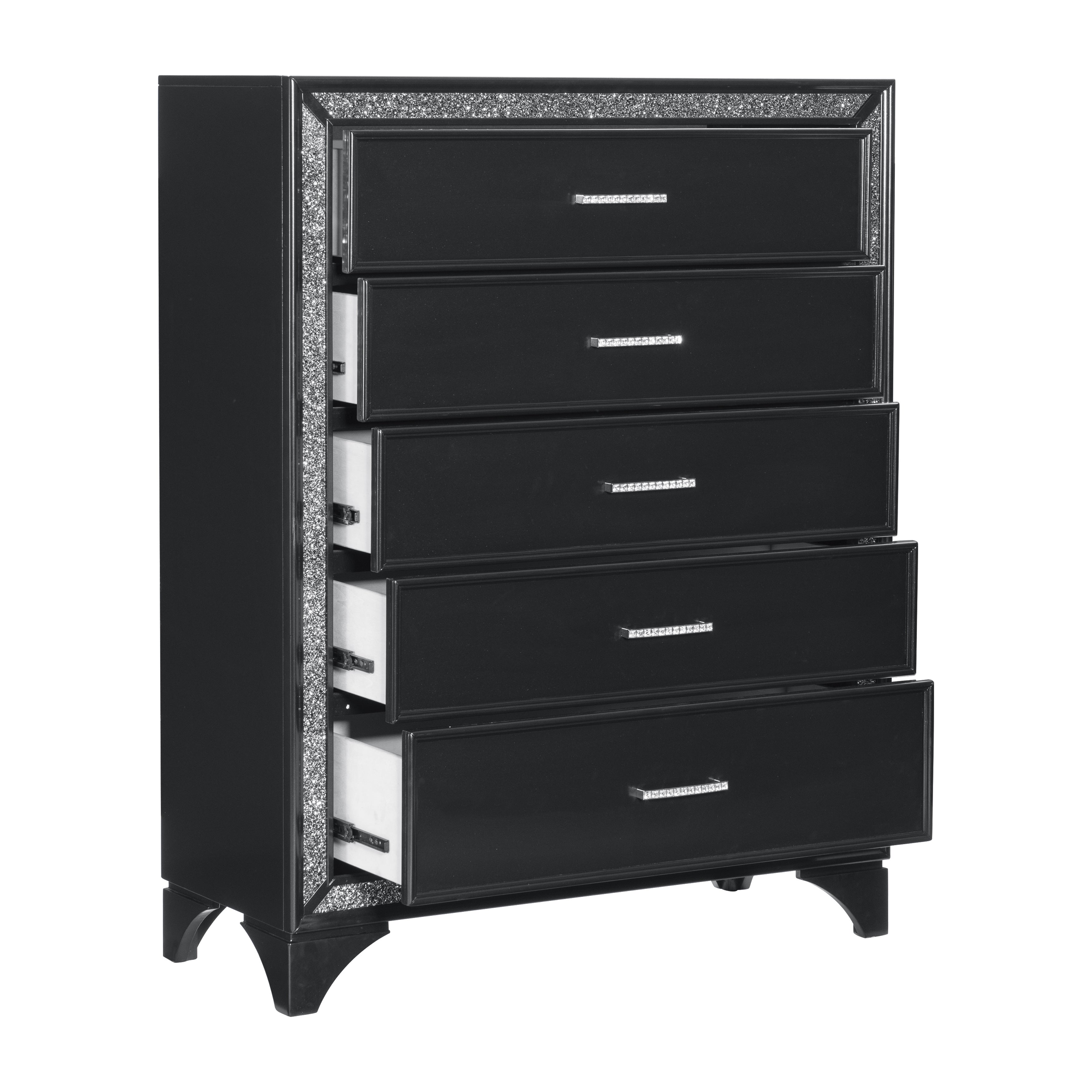 Homlegance Chest Salon Collection In Pearl Black Metallic Finish