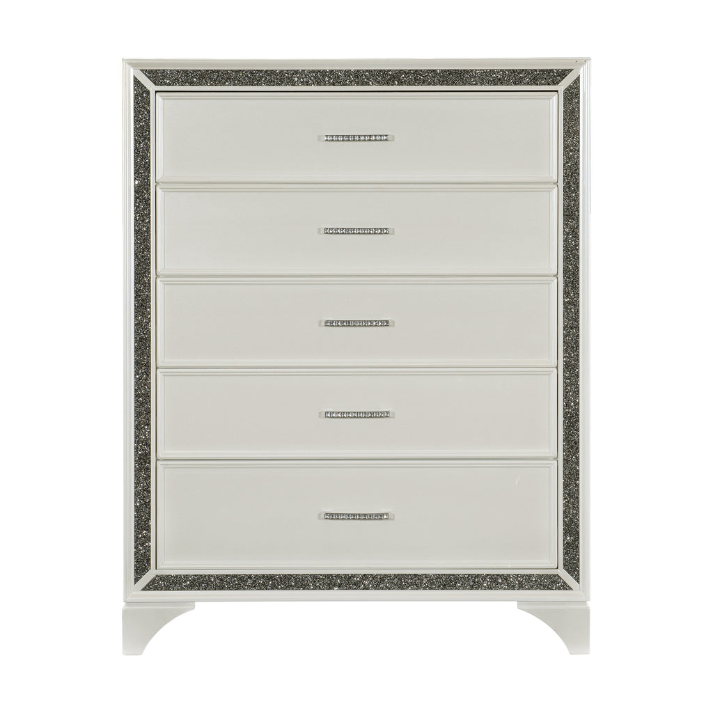 Homlegance Chest Salon Collection In Pearl White Metallic Finish