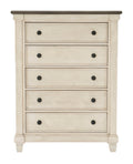 Homlegance Chest Weaver Collection In 2-Tone Finish Antique White And Rosy Brown