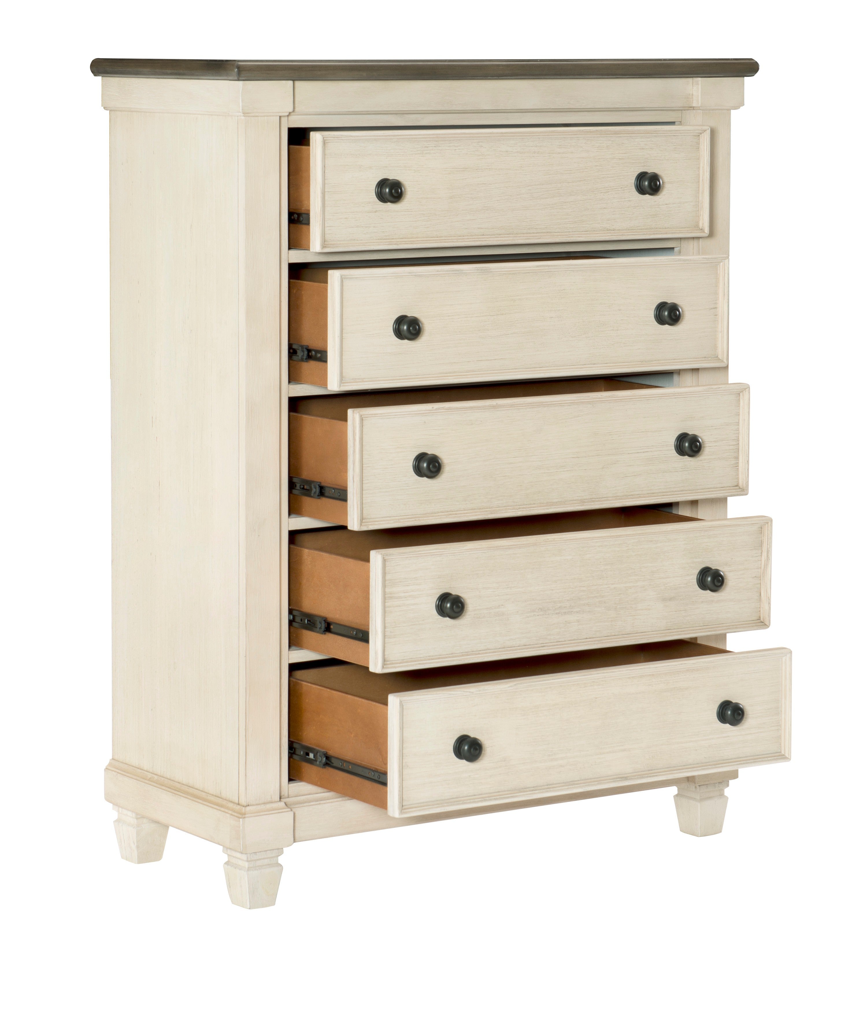 Homlegance Chest Weaver Collection In 2-Tone Finish Antique White And Rosy Brown