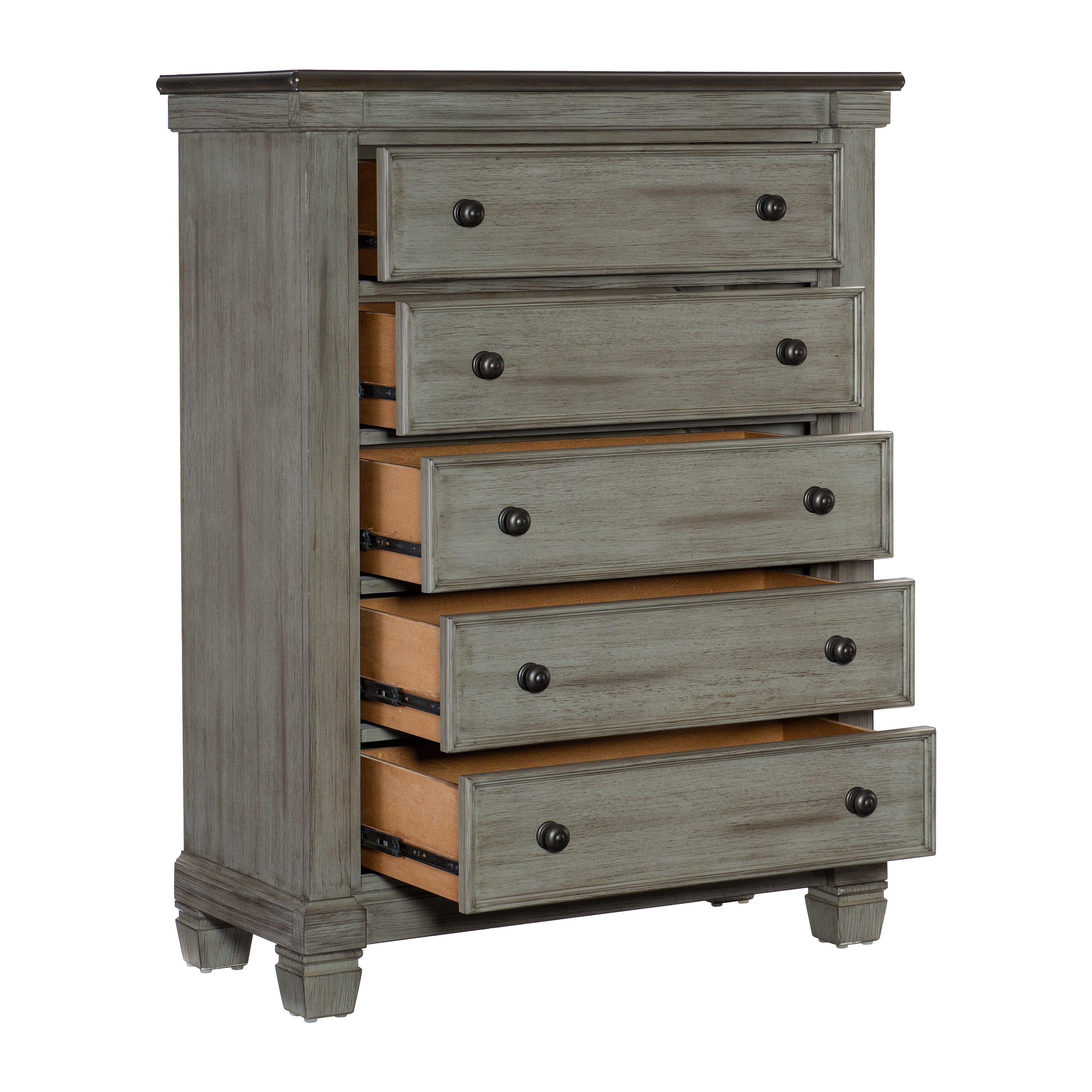 Homlegance Chest Weaver Collection In 2-Tone Finish Coffee And Antique Gray