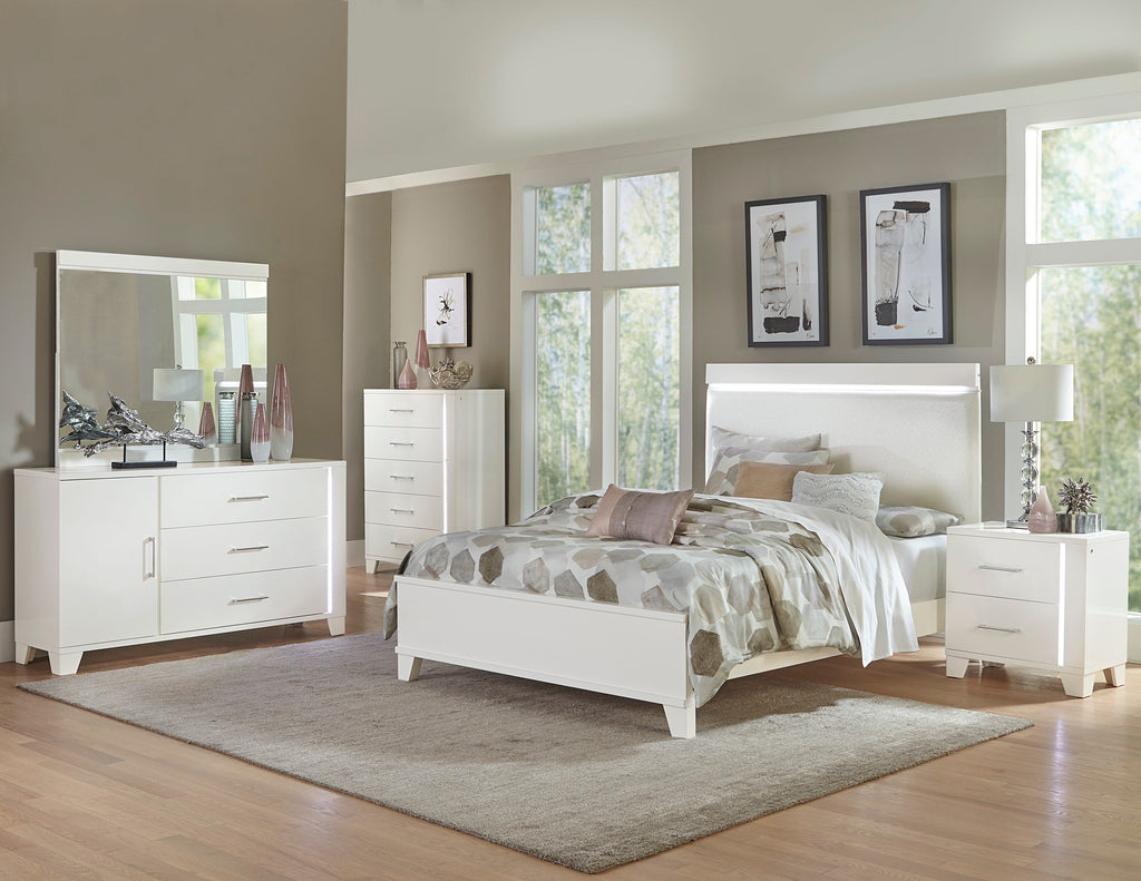 Homlegance Chest, Led Lighting Kerren Collection In White High Gloss Finish