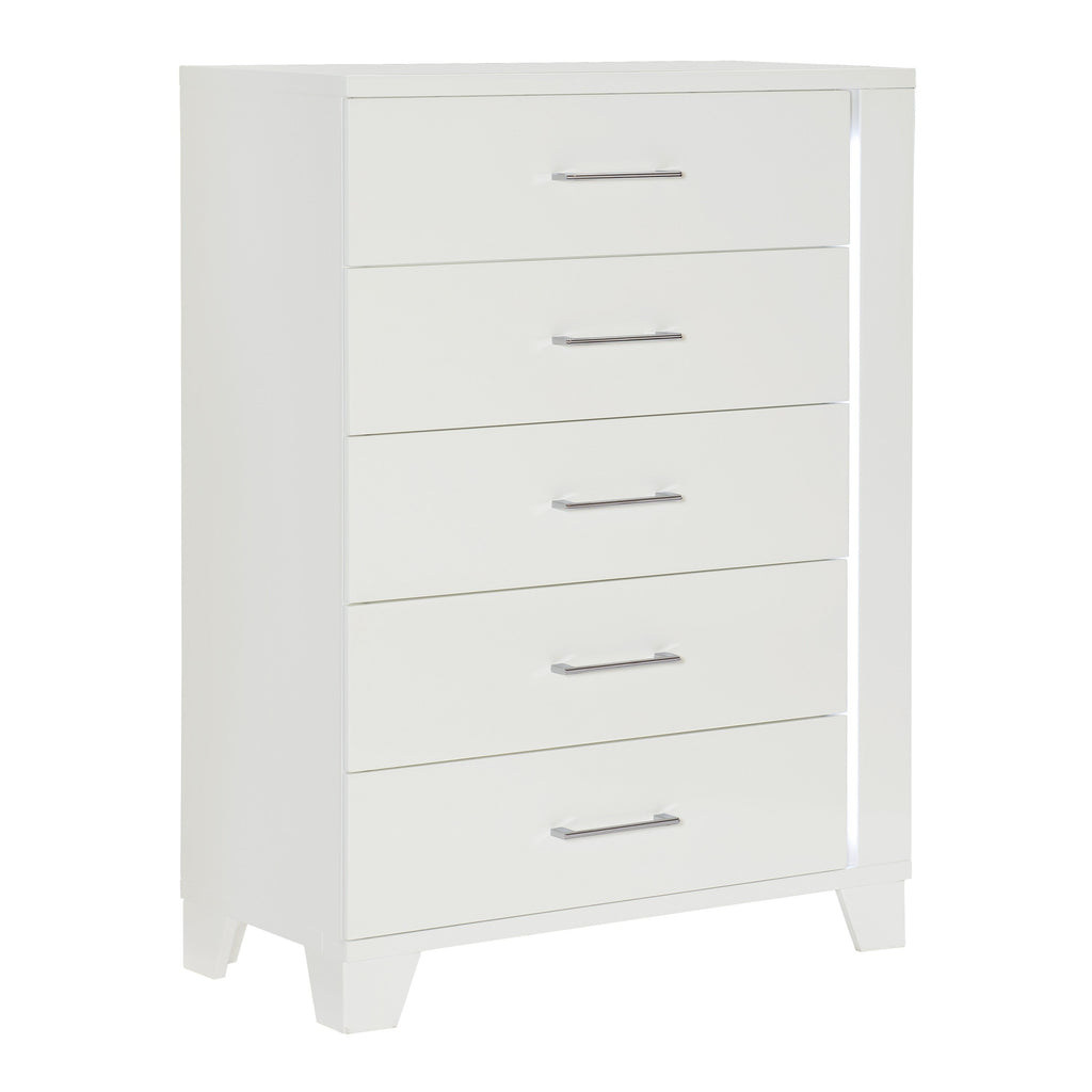 Homlegance Chest, Led Lighting Kerren Collection In White High Gloss Finish