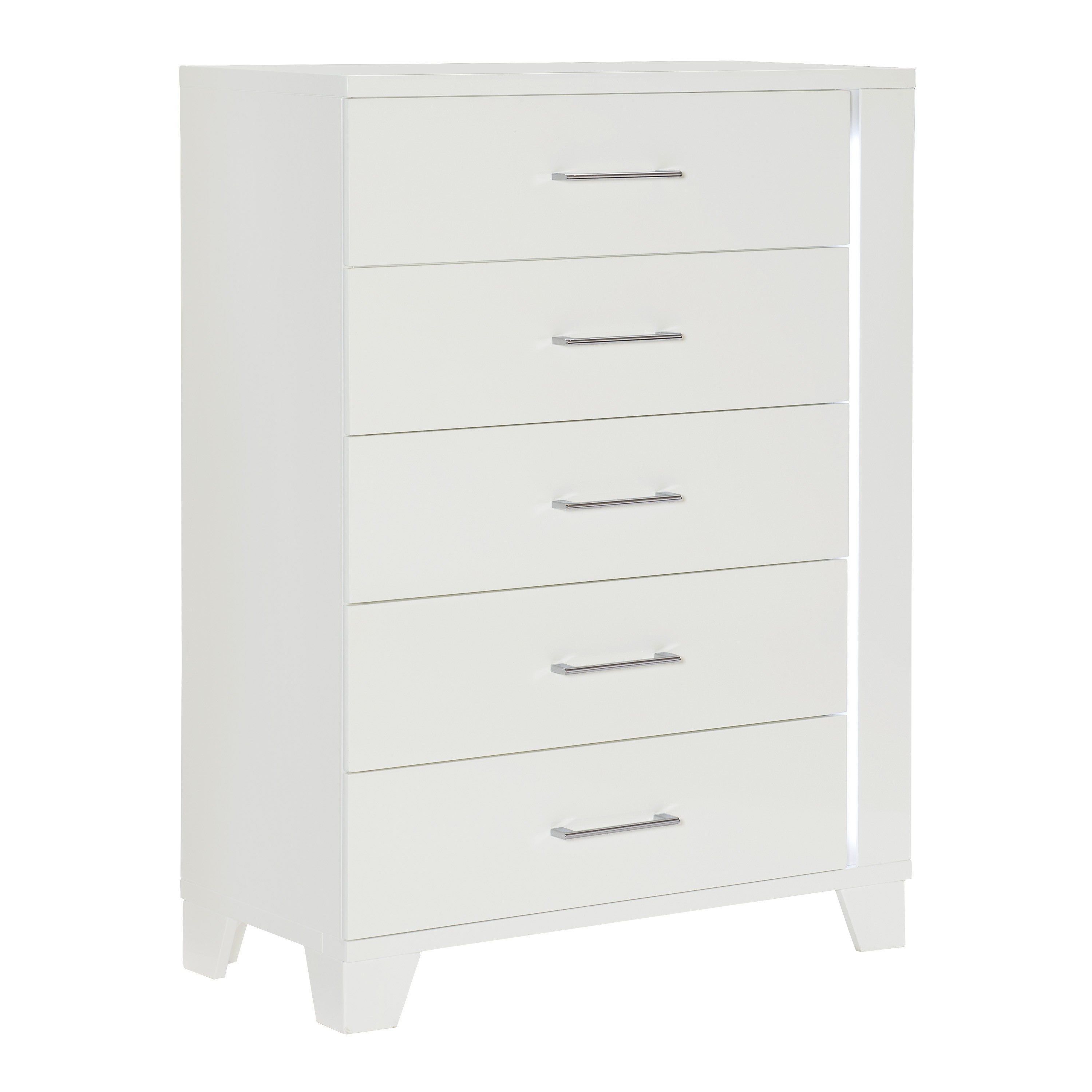 Homlegance Chest, Led Lighting Kerren Collection In White High Gloss Finish