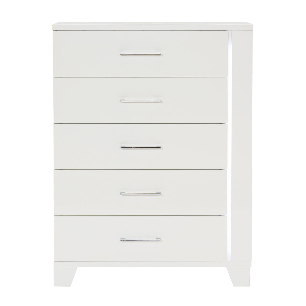 Homlegance Chest, Led Lighting Kerren Collection In White High Gloss Finish