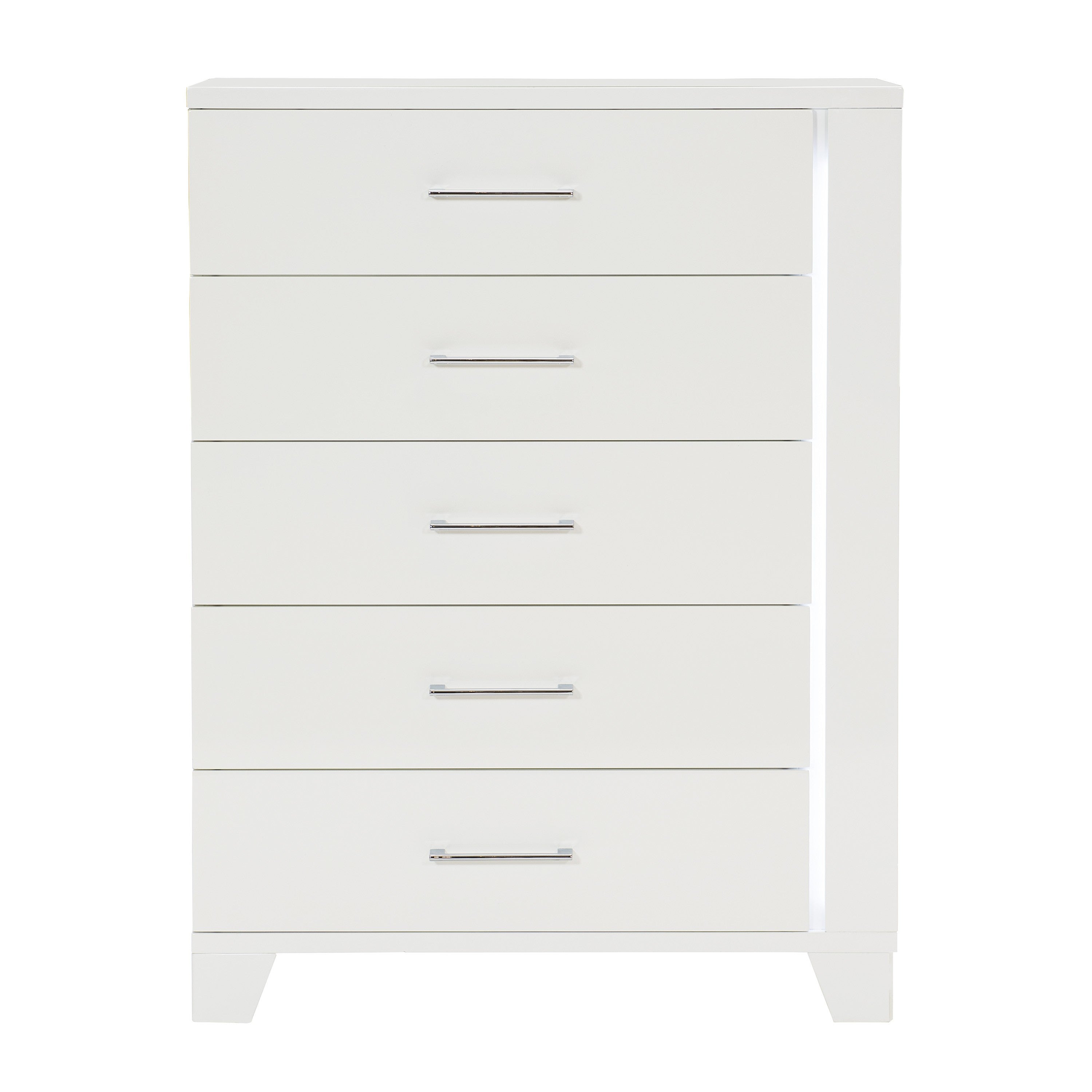 Homlegance Chest, Led Lighting Kerren Collection In White High Gloss Finish