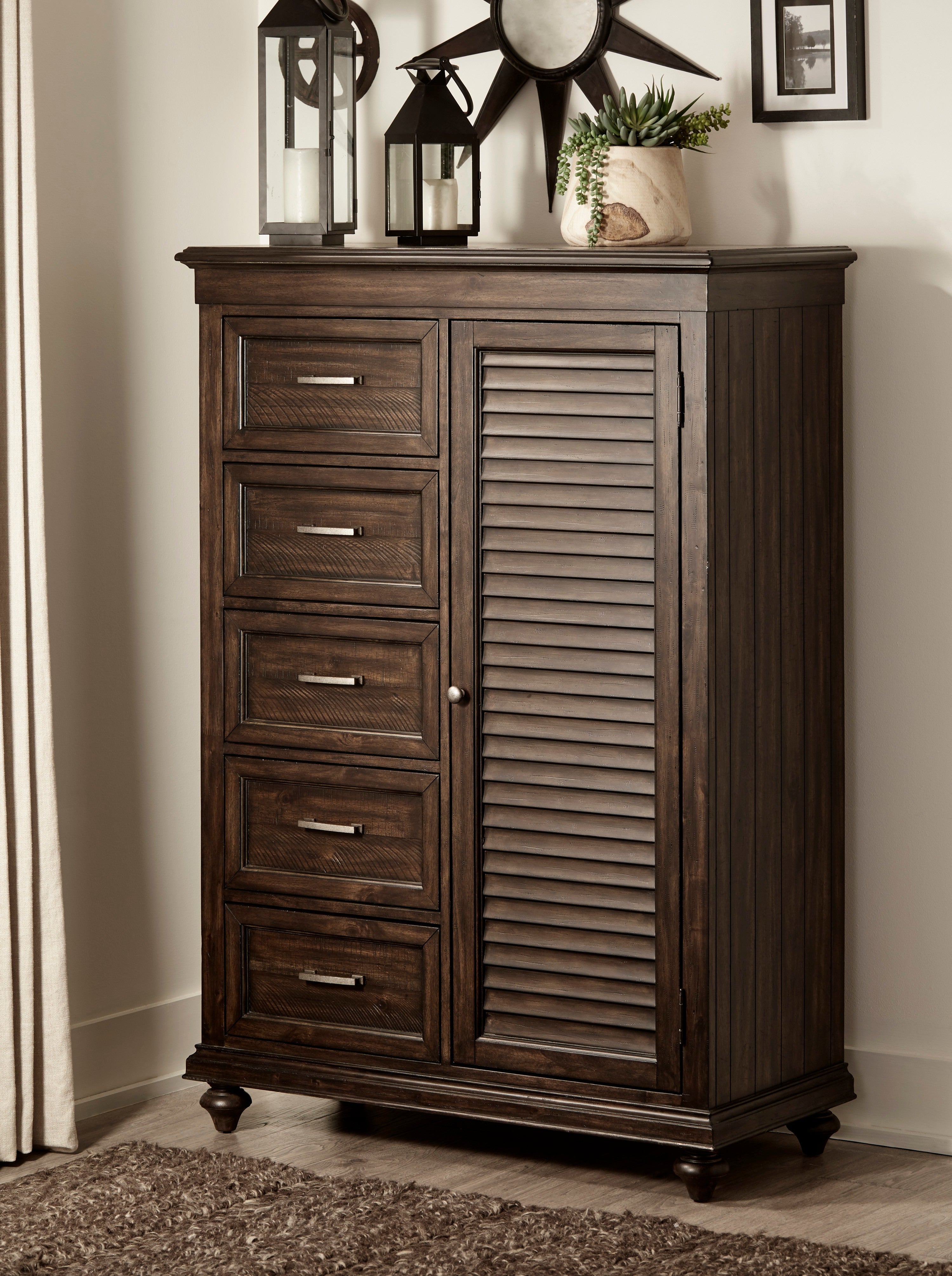Homlegance Wardrobe Chest Cardano Collection In Driftwood Charcoal Finish