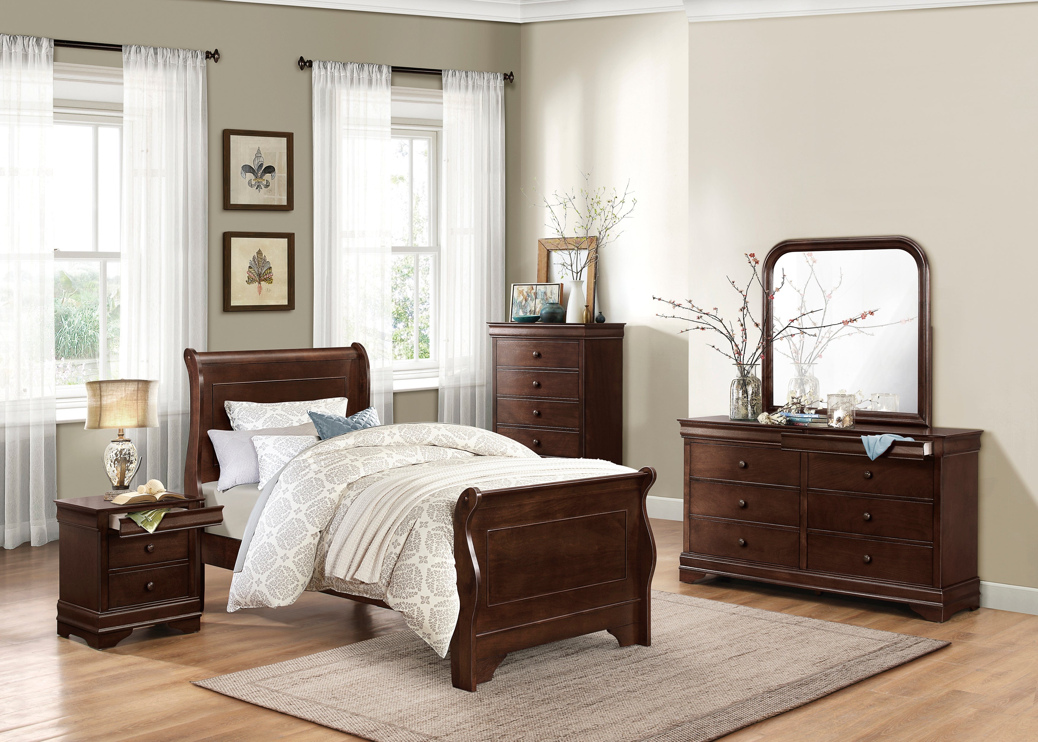 Homlegance Chest, Hidden Drawer Abbeville Collection In Cherry Finish