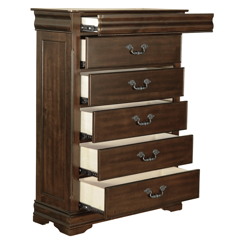 Homlegance Chest, Hidden Drawer Mont Belvieu Collection In Dark Cherry Finish