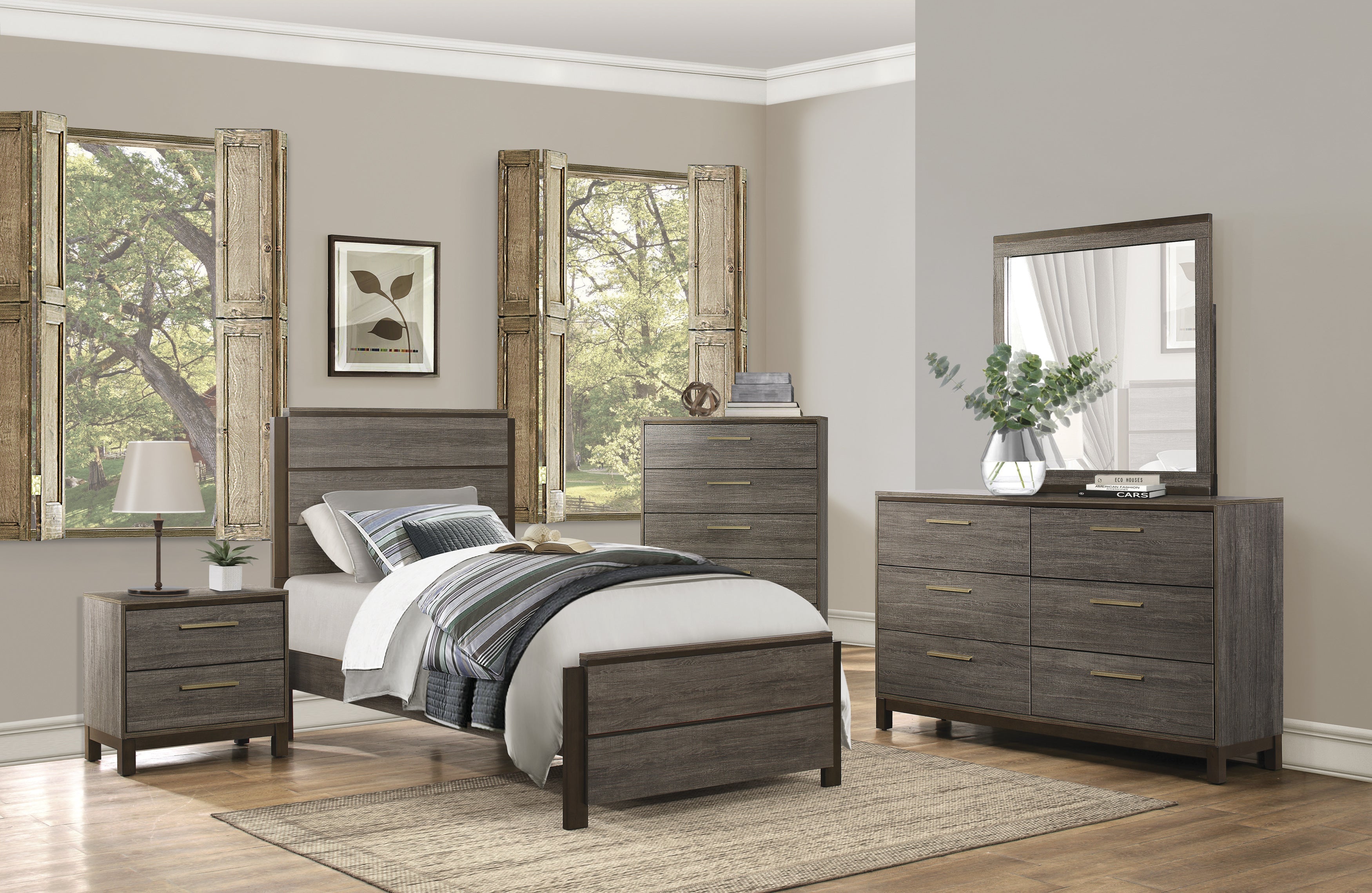 Homlegance Chest Vestavia Collection In 2-Tone Finish Antique Gray And Dark Brown