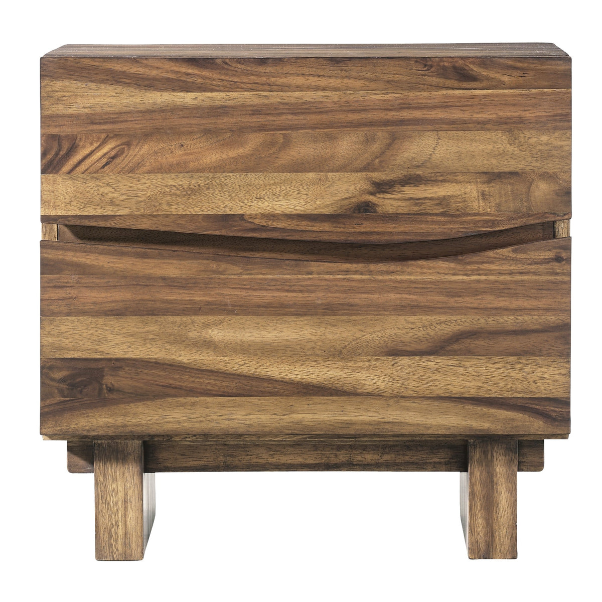 Modus Ocean 4PC Queen Platform Bedroom Set w Nightstand in Natural Sengon