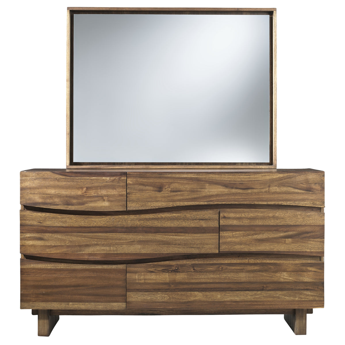 Modus Ocean 5PC Cal King Platform Bed Set w 2 Nightstand in Natural Sengon