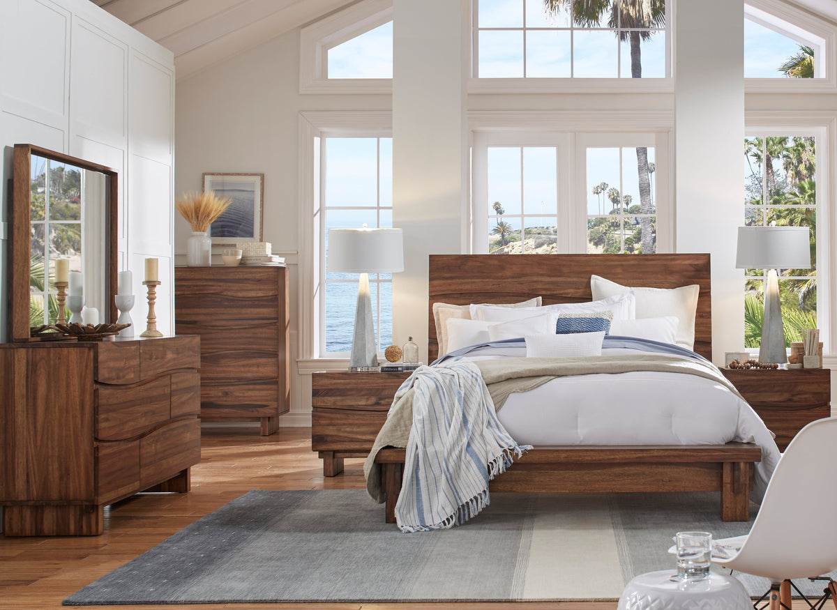 Modus Ocean 6PC Full Platform Bed Set in Natural Sengon