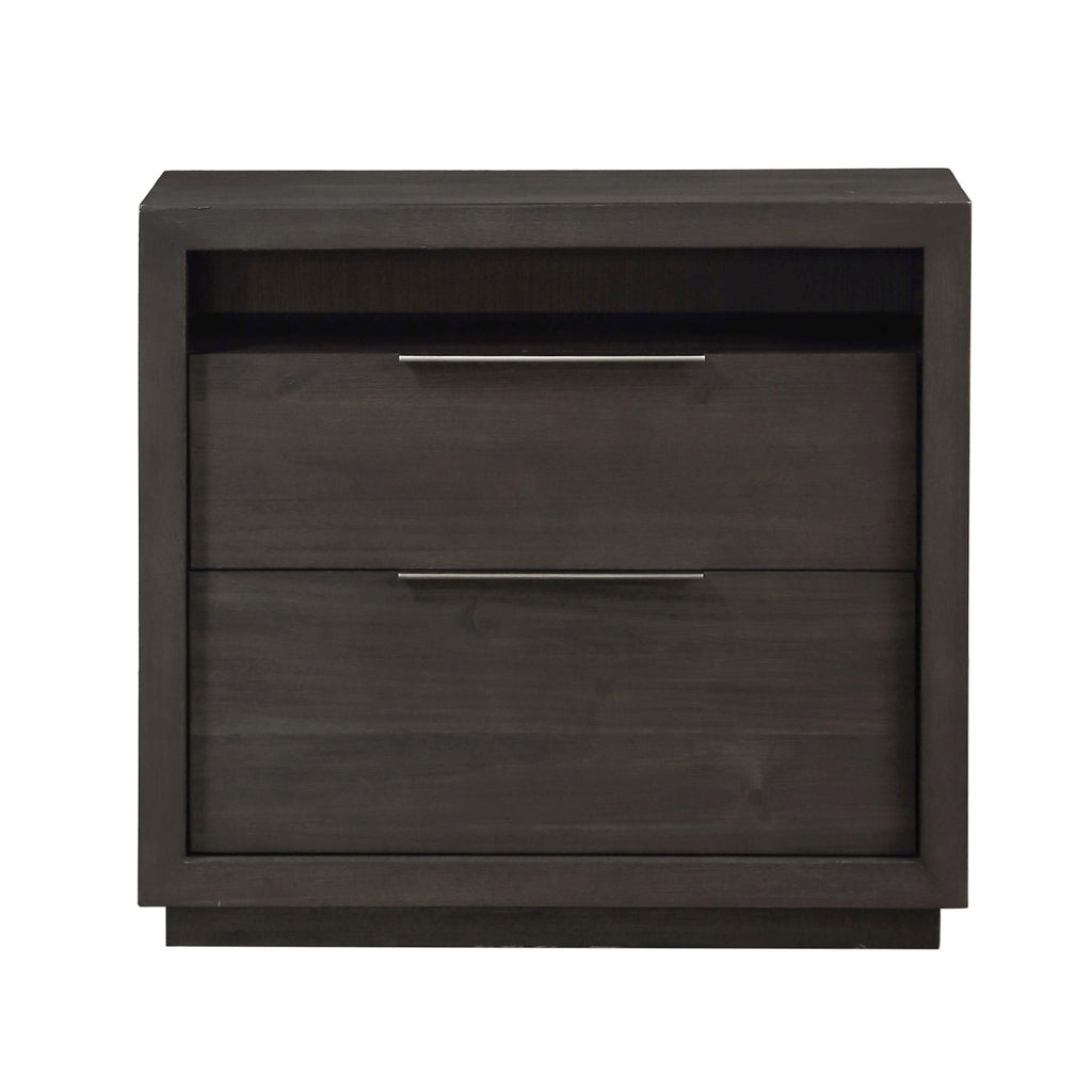Modus Oxford 4PC Cal King Storage Bedroom Set w Nightstand in Dolphin