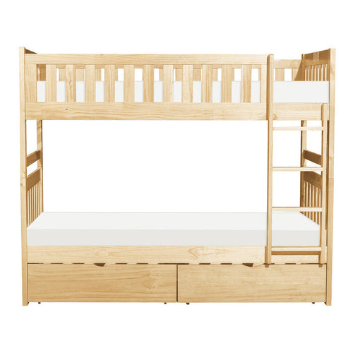 Homelegance Bartly Twin / Twin Bunk Bed with Storage Drawer in Natural Pine