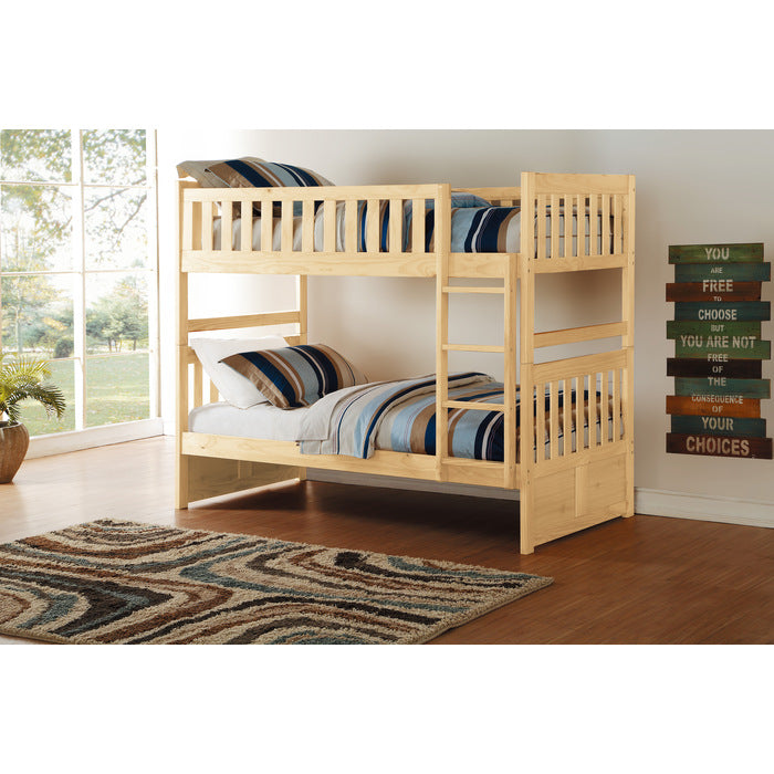 Homelegance Bartly Twin / Twin Bunk Bed with Twin Trundle in Natural Pine