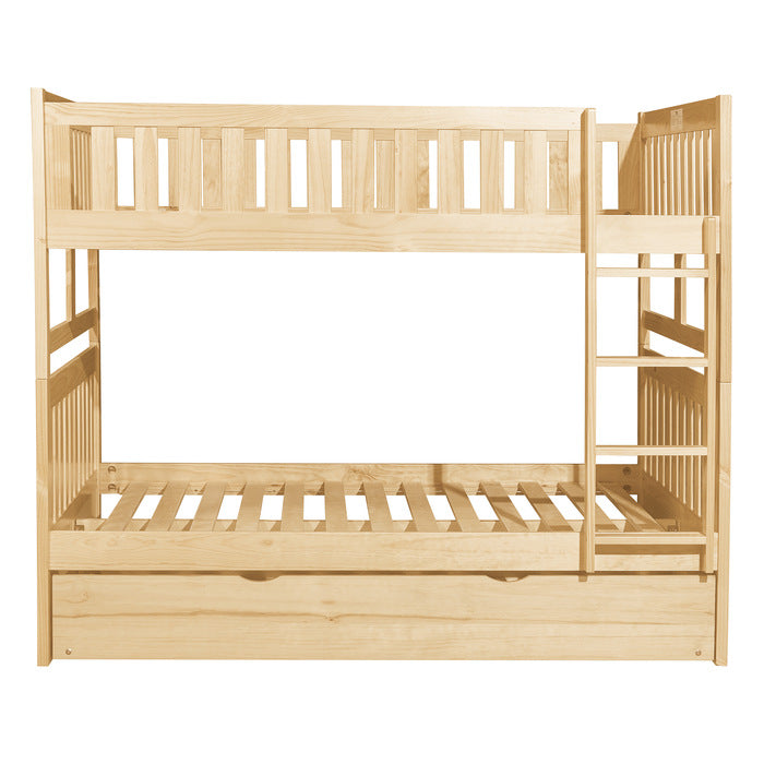 Homelegance Bartly Full / Full Bunk Bed with Twin Trundle in Natural Pine