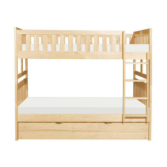 Homelegance Bartly Full / Full Bunk Bed with Twin Trundle in Natural Pine