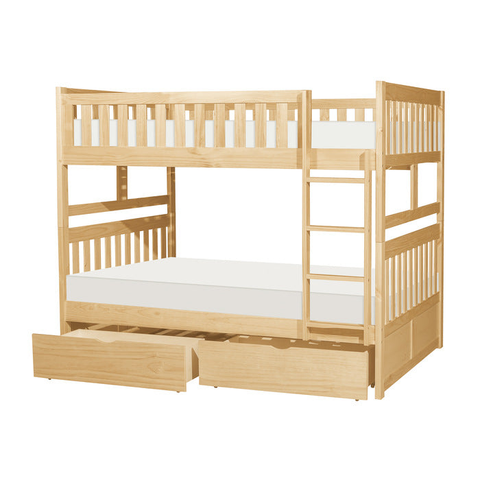 Homelegance Bartly Full / Full Bunk Bed with Storage Drawer in Natural Pine