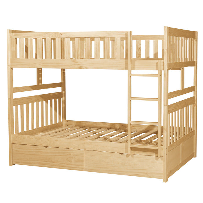 Homelegance Bartly Full / Full Bunk Bed with Storage Drawer in Natural Pine