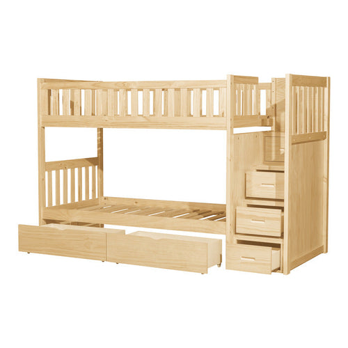 Homelegance Bartly Bunk Bed with Reversible Step Storage in Natural Pine