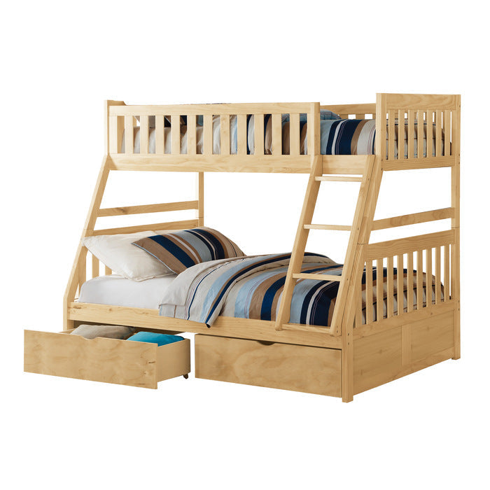 Homelegance Bartly Twin / Full Bunk Bed with Storage Drawer in Natural Pine