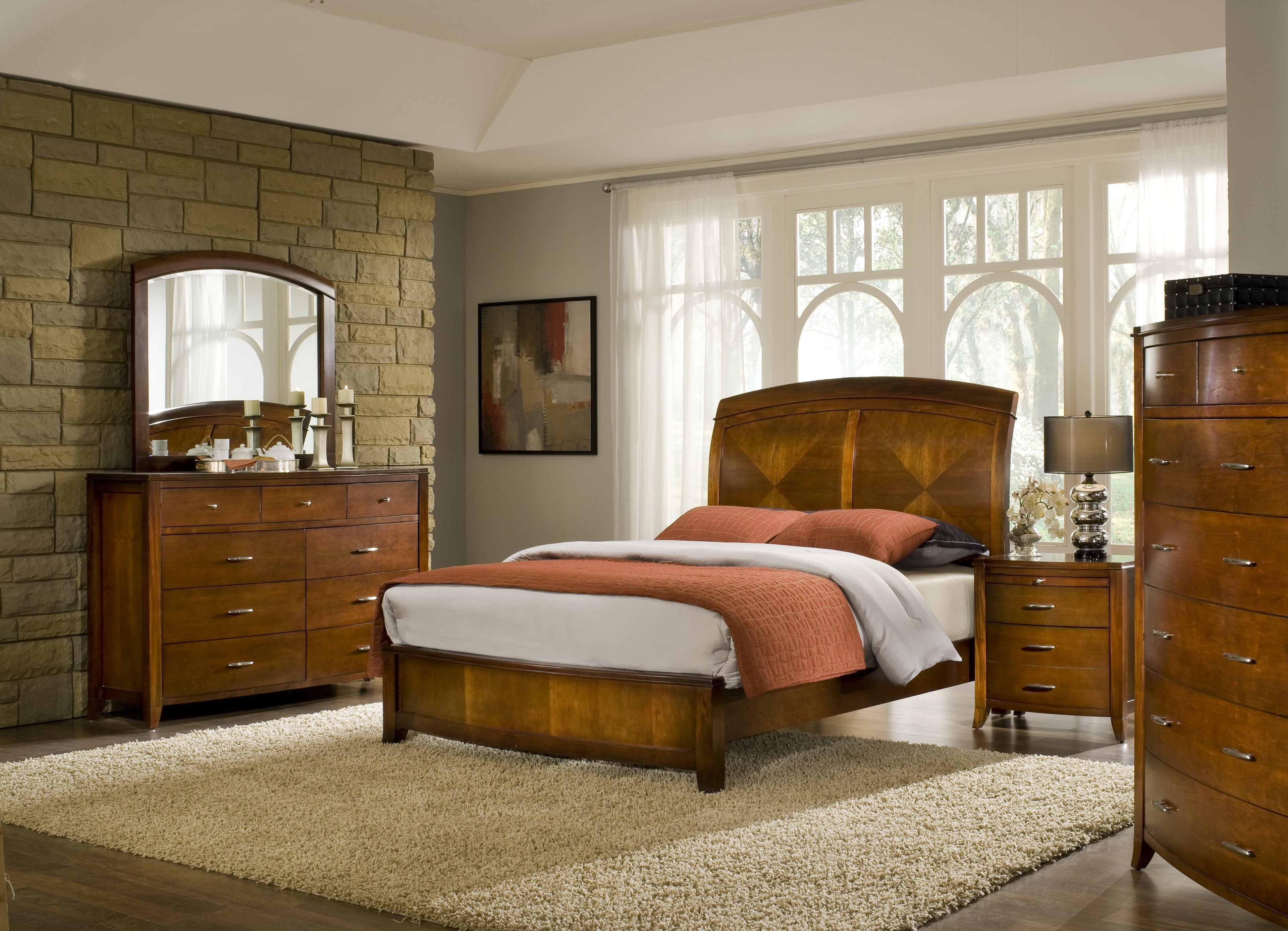 Modus Brighton 5PC Twin Bedroom Set w Chest in Cinnamon