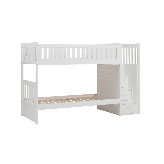 Homelegance Galen Bunk Bed with Reversible Step Storage in White