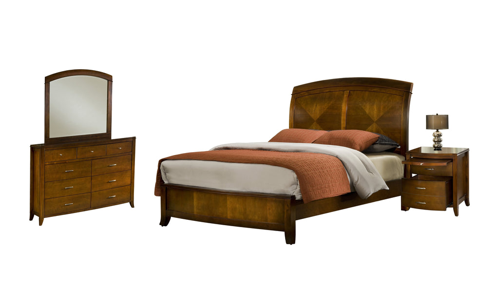 Modus Brighton 4PC E King Bedroom Set w Nightstand in Cinnamon