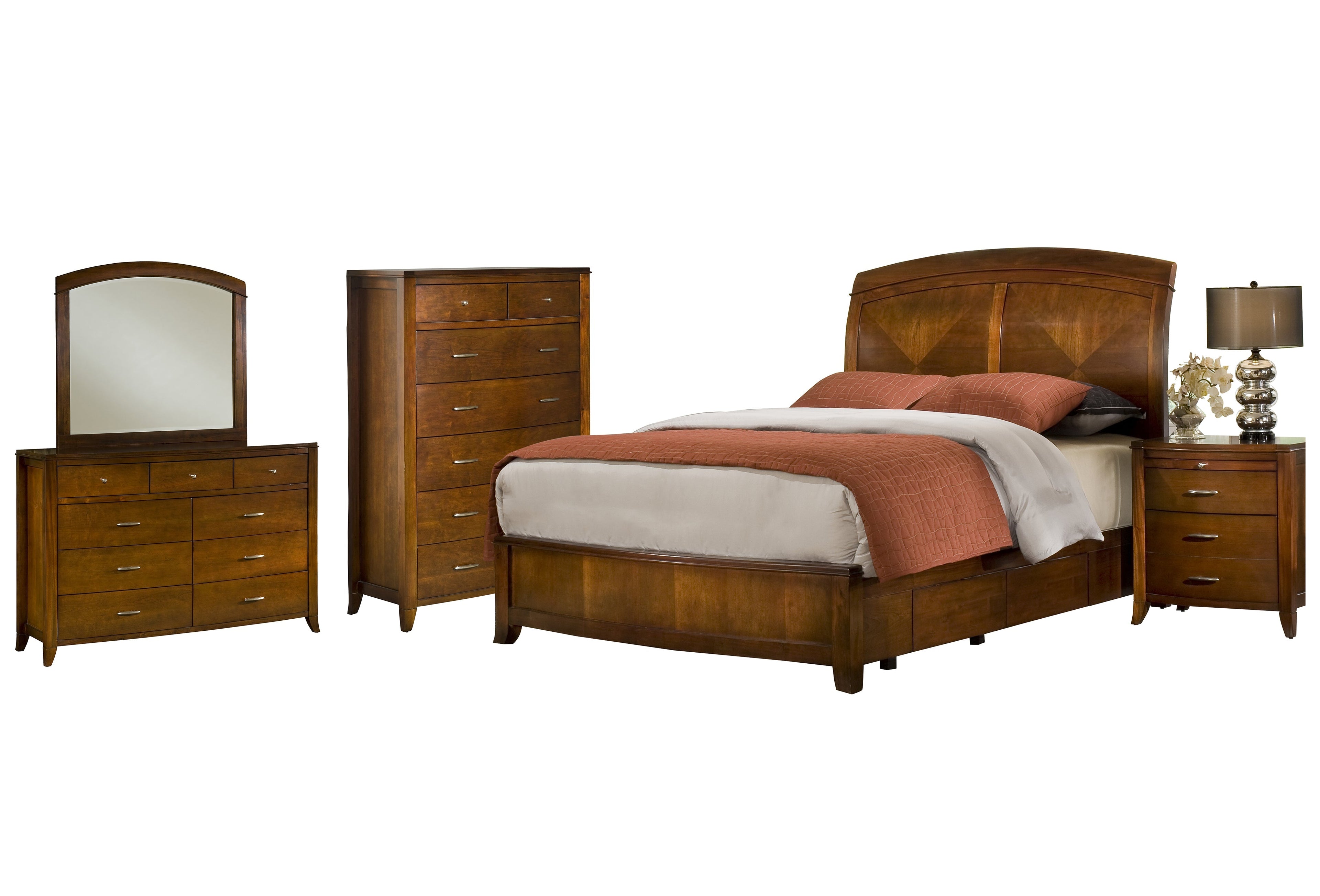 Modus Brighton 5PC Twin Storage Bedroom Set w Chest in Cinnamon