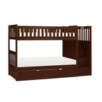 Homelegance Rowe Bunk Bed with Reversible Step Storage & Storage Drawer in Dark Cherry