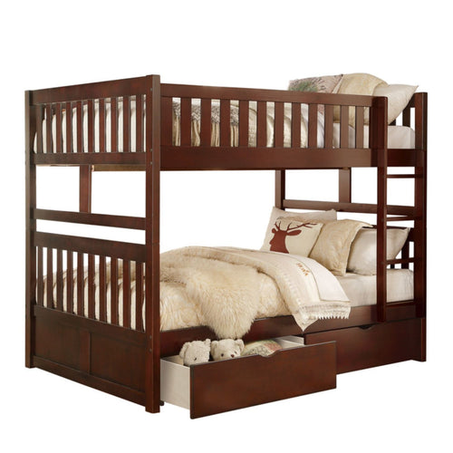 Homelegance Rowe Full / Full Bunk Bed Storage Drawer in Dark Cherry