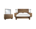 Modus Ocean 5PC E King Platform Bed Set w 2 Nightstand in Natural Sengon