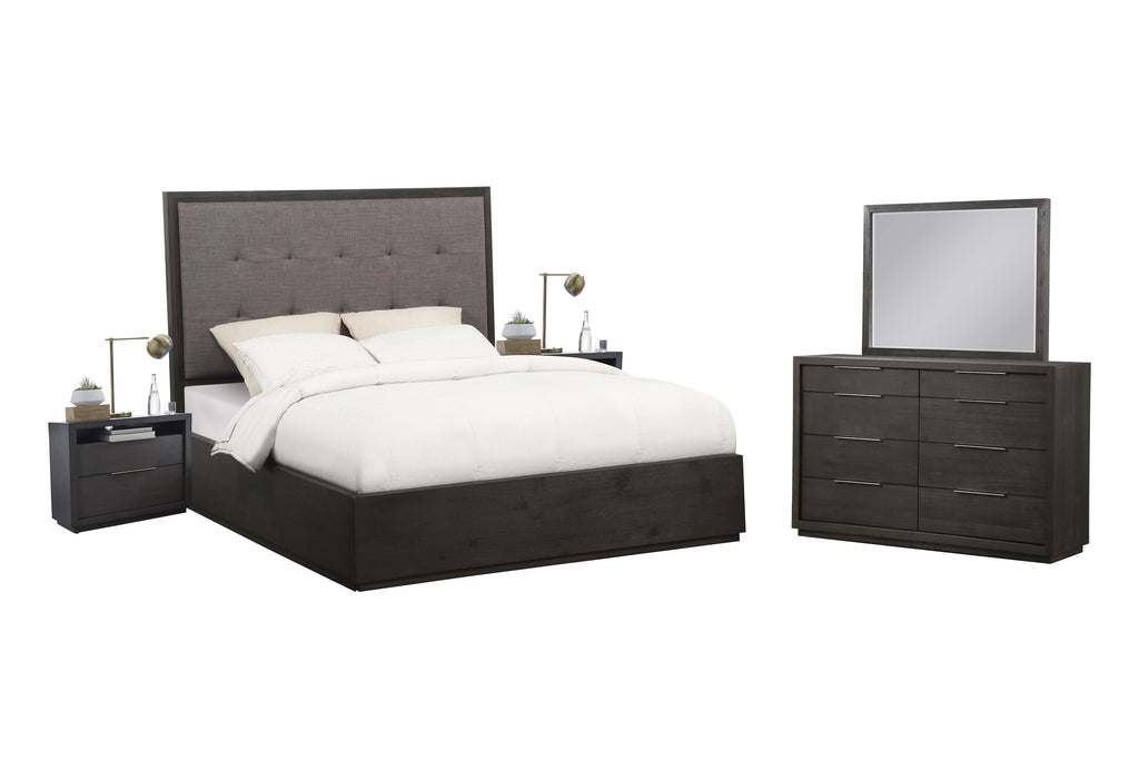 Modus Oxford 5PC E King Storage Bedroom Set w 2 Nightstand in Dolphin