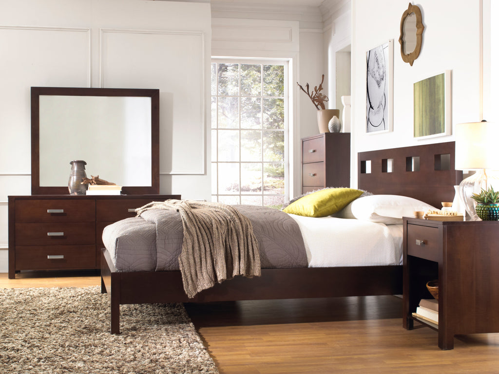 Modus Riva 4PC Full Platform Bedroom Set in Chocolate Brown