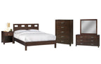 Modus Riva 5PC Cal King Platform Bedroom Set with Chest in Chocolate Brown