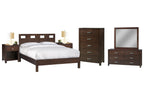 Modus Riva 6PC Twin Platform Bedroom Set in Chocolate Brown
