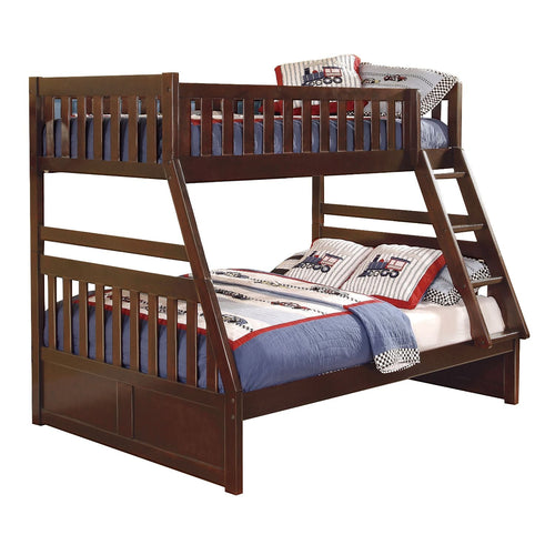 Homelegance Rowe Twin / Full Bunk Bed Twin Trundle in Dark Cherry