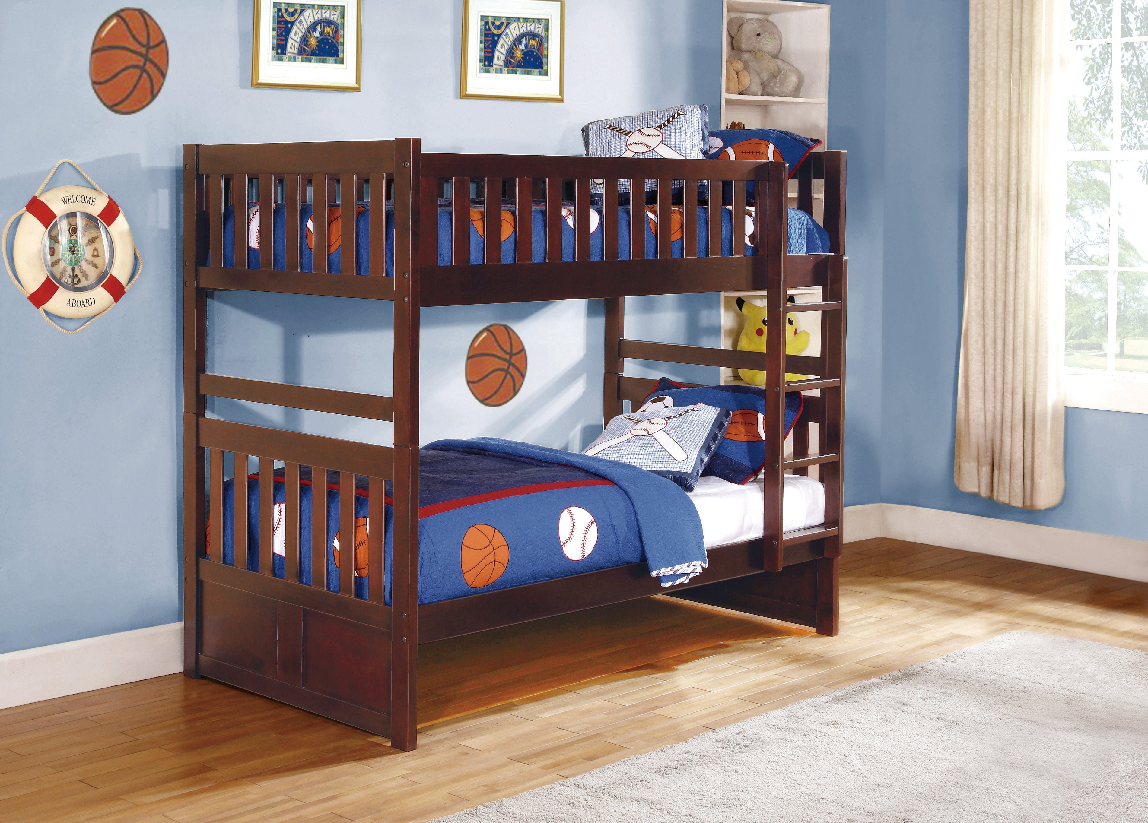 Homelegance Rowe Twin / Twin Bunk Bed in Dark Cherry
