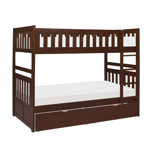 Homelegance Rowe Twin / Full Bunk Bed Storage Drawer in Dark Cherry