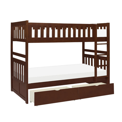 Homelegance Rowe Twin / Twin Bunk Bed Storage Drawer in Dark Cherry